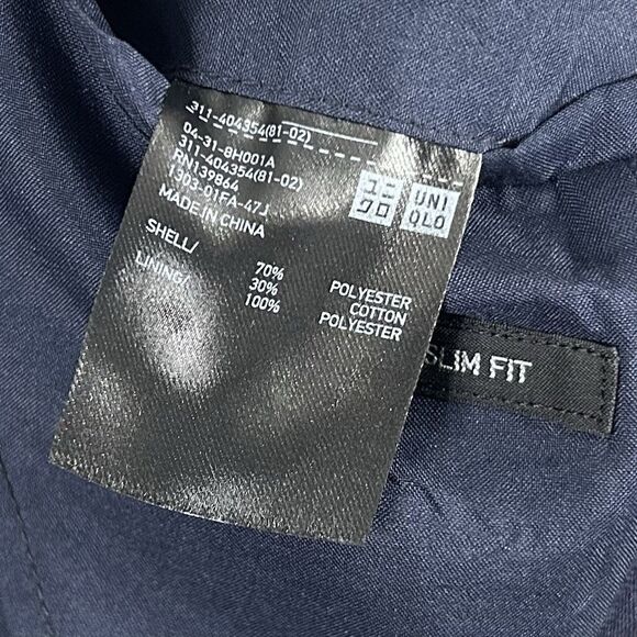 Uniqlo Medium Slim Fit Sport Coat Navy Blue Cotton Blend Two Button Vented - Picture 4 of 6